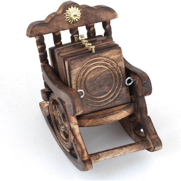 Handmade Chair Shape Wooden Coaster Set of 6