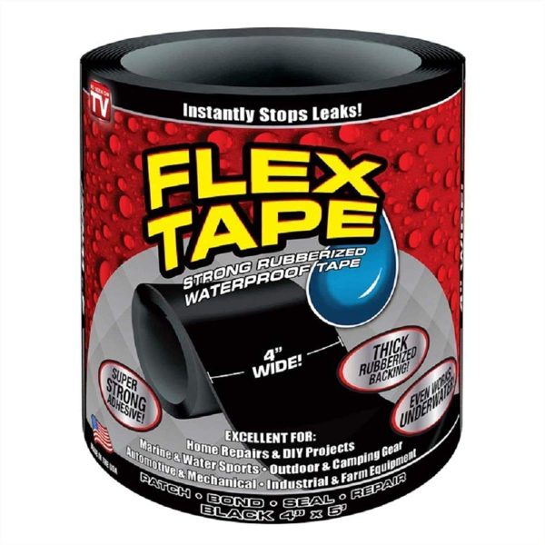 Flex Super Strong Rubberized Waterproof Tape (4" Wide x 5 Feet Long)