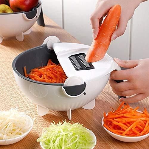 Multifunctional Rotate Vegetable Cutter, Potato Cutter with Drain Basket