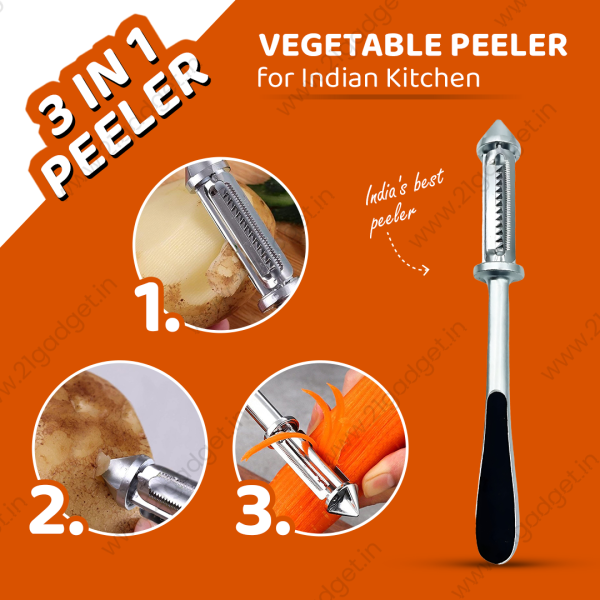 3 in 1 Stainless Steel Multifunctional Veggie Peeler (Buy 1 get 1 FREE)